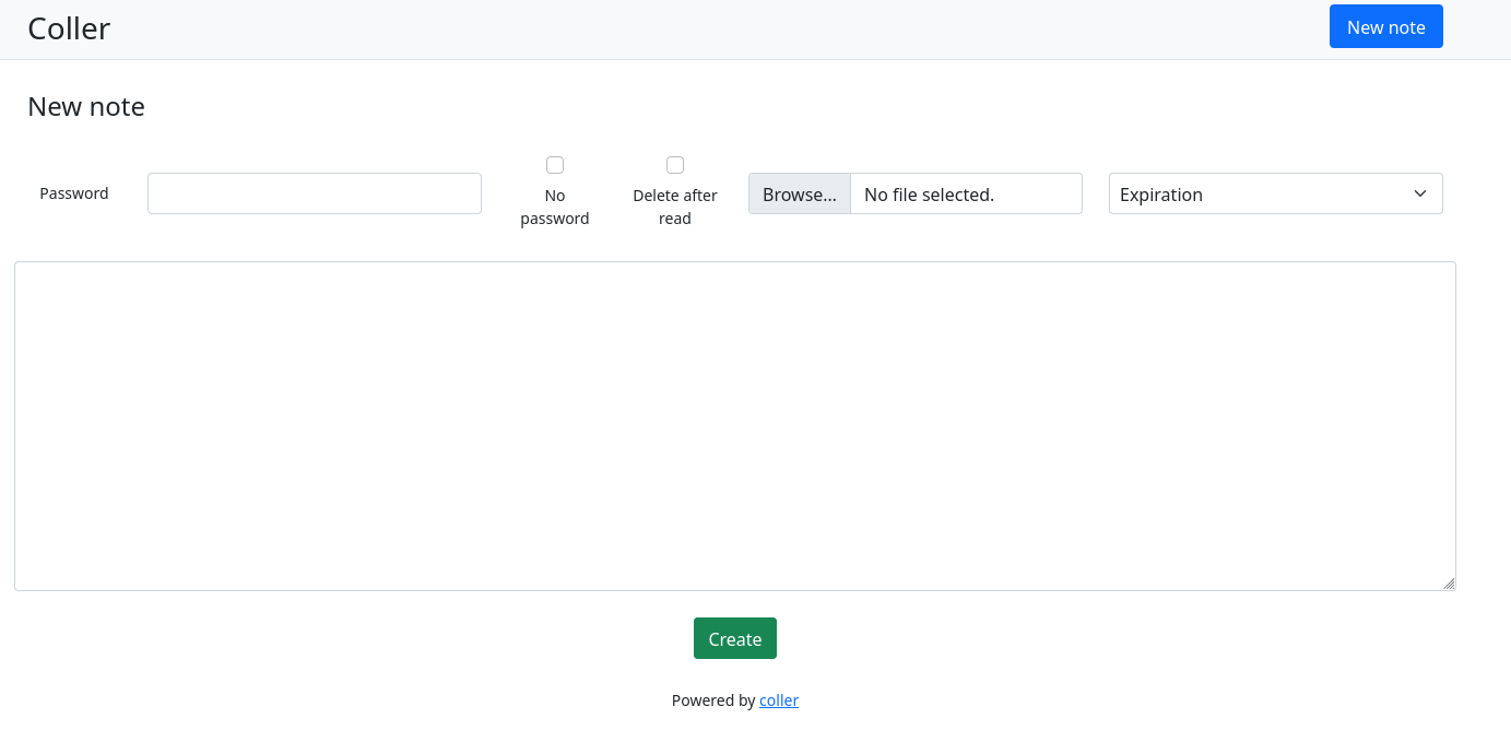 Screenshot of the landing page